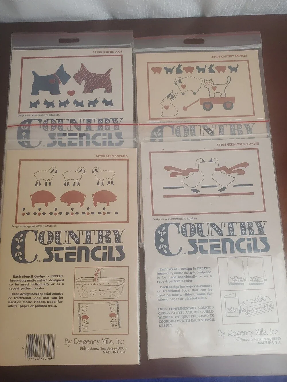 NOS Lot Of 4 Country Stencils Regency Mills Geese Farm Country Animals U.S.A